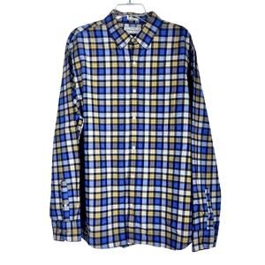 Hawker Rye Stretch Oxford Shirt Mens XL Cotton LSU Purple Gold Yellow Plaid Work